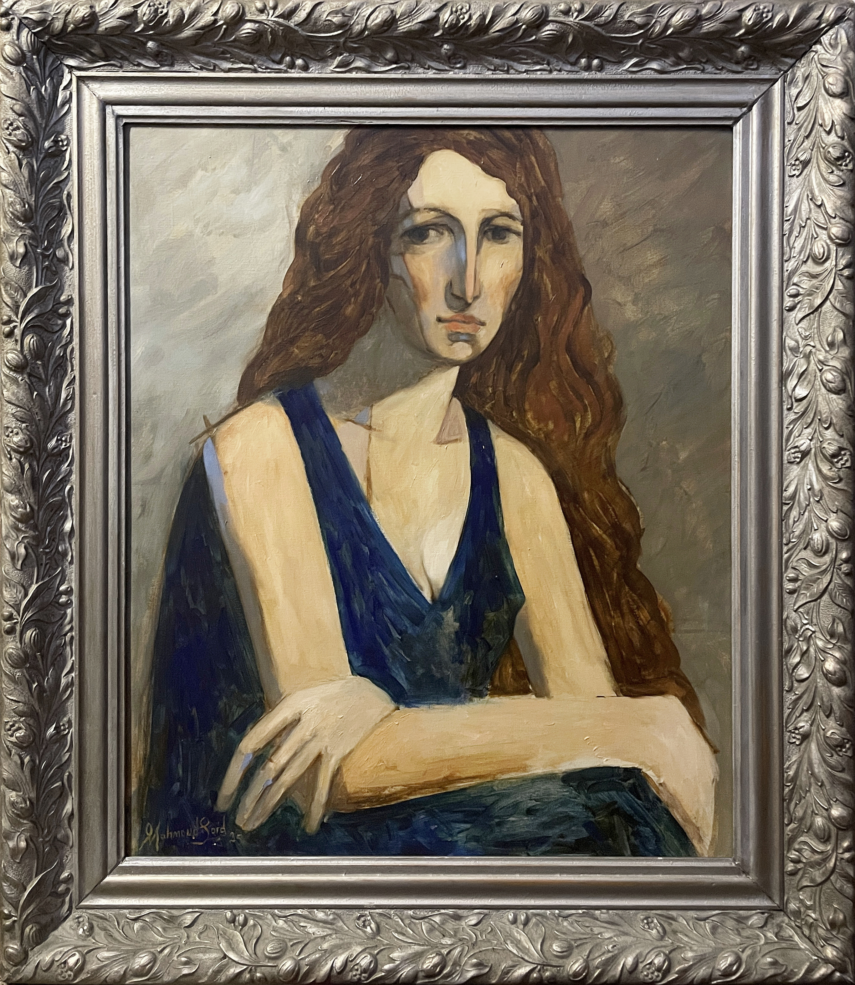 Lady Sitting in a Blue Dress